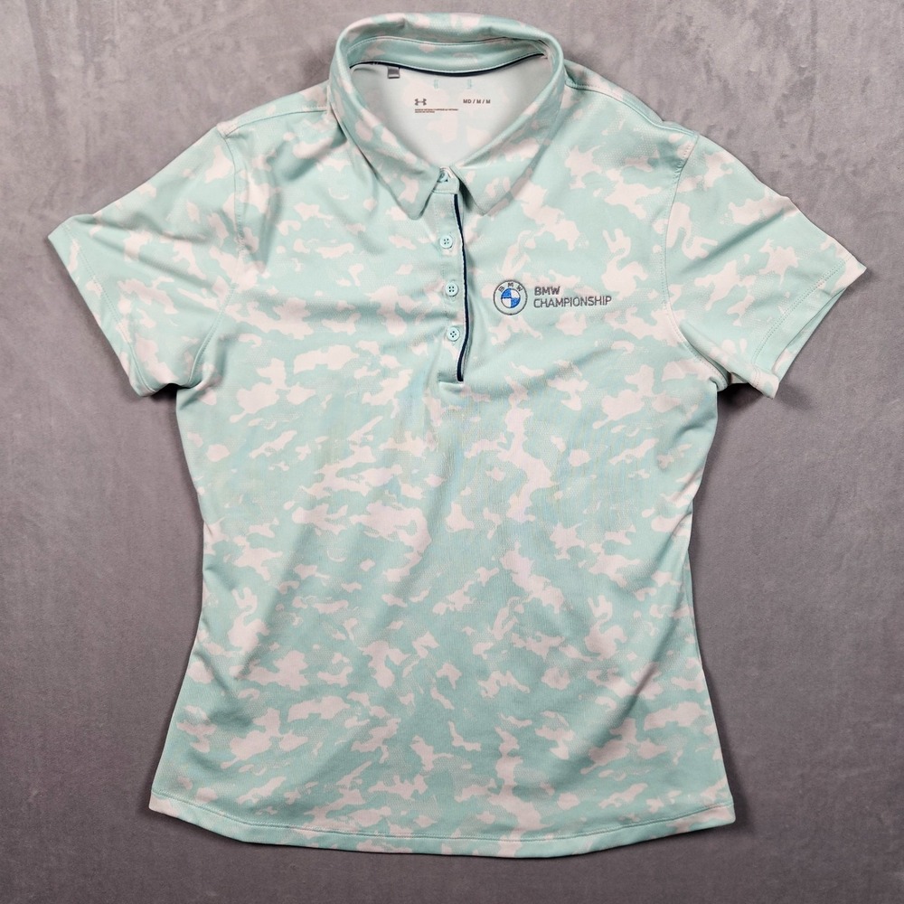 Under Armour BMW Championship Zinger Pike Camo Print Golf Polo Womens Medium Top